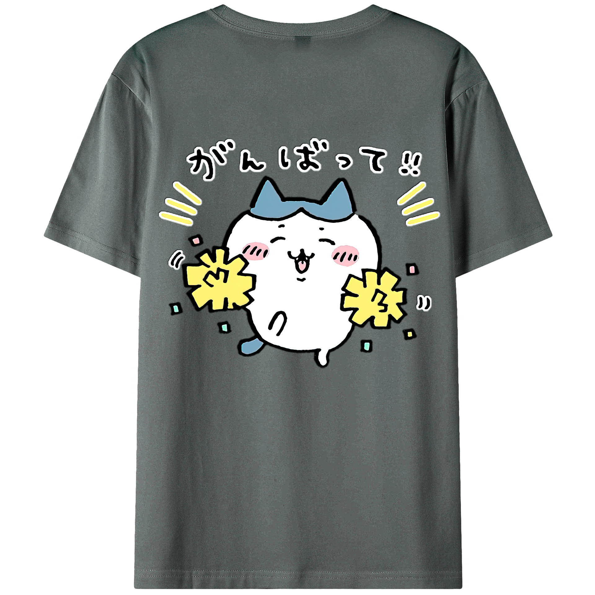 （画像用） ちいかわ ハチワレ Chii-kawa hachiware 綿100％ メンズ半袖Tシャツ（バックプリント） 通気性